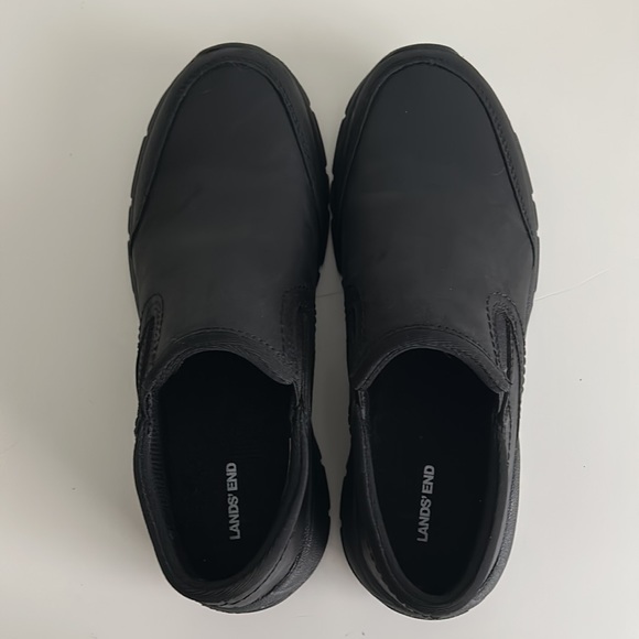NWOT Lands’ End All Weather Leather Slip On Moc Black Shoes Size 6.5 - Picture 6 of 10